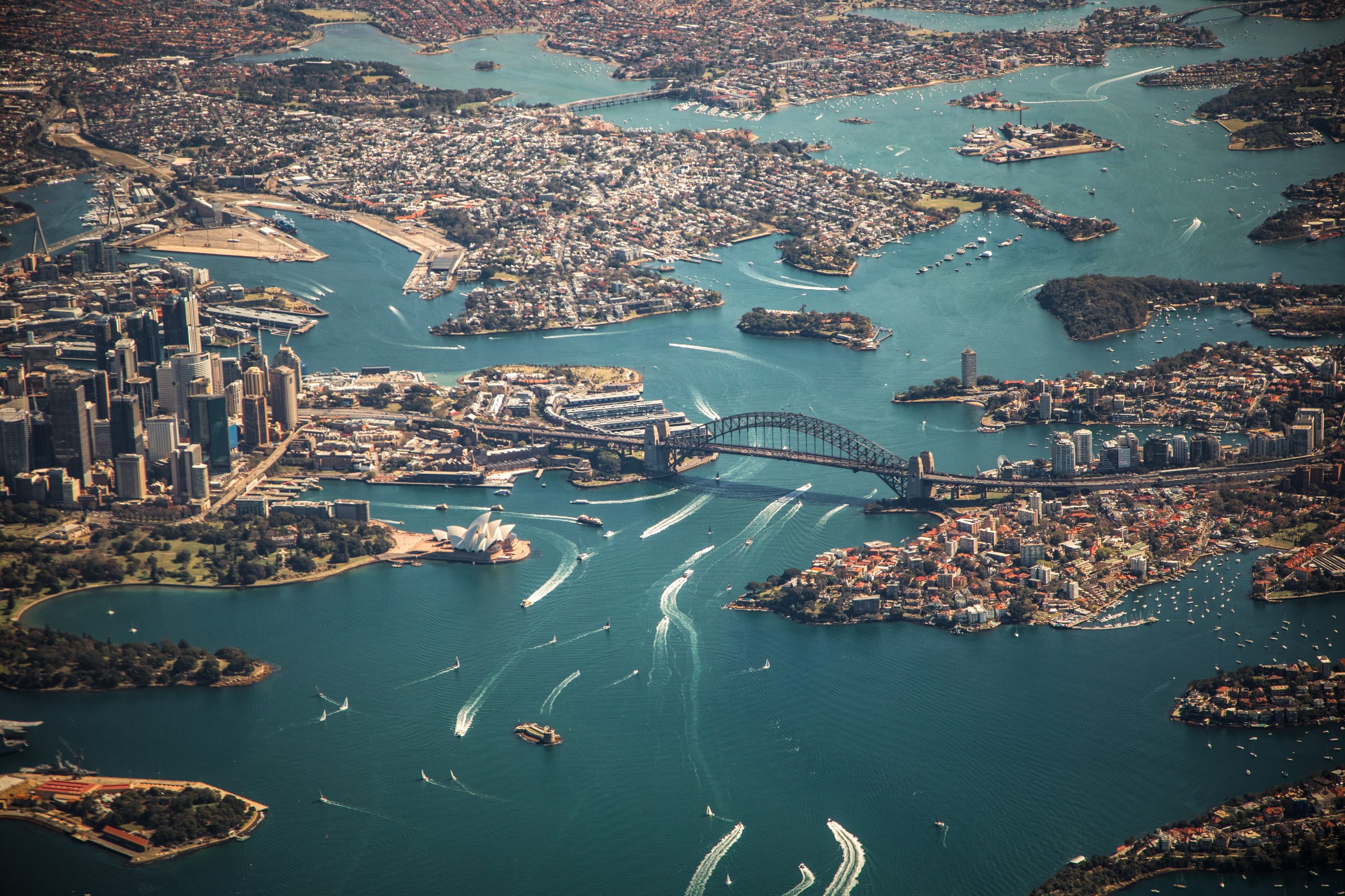 空から撮影されたオーストラリアの都市