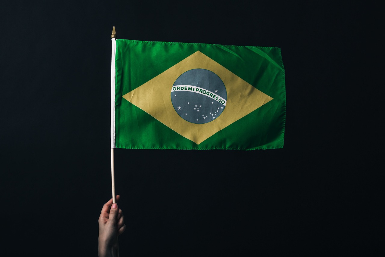 掲げられたブラジル国旗